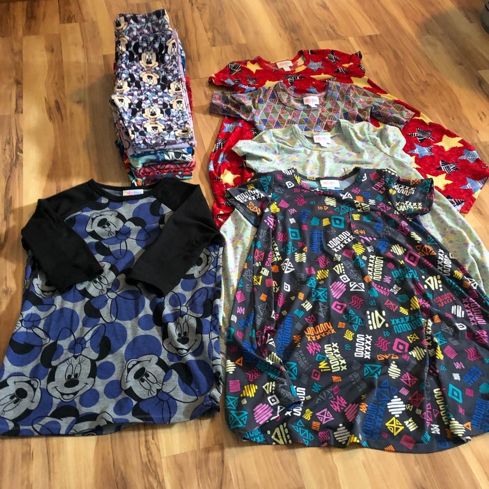 GIRLS LULAROE LOT: 4 DRESSES, 9 LEGGINGS